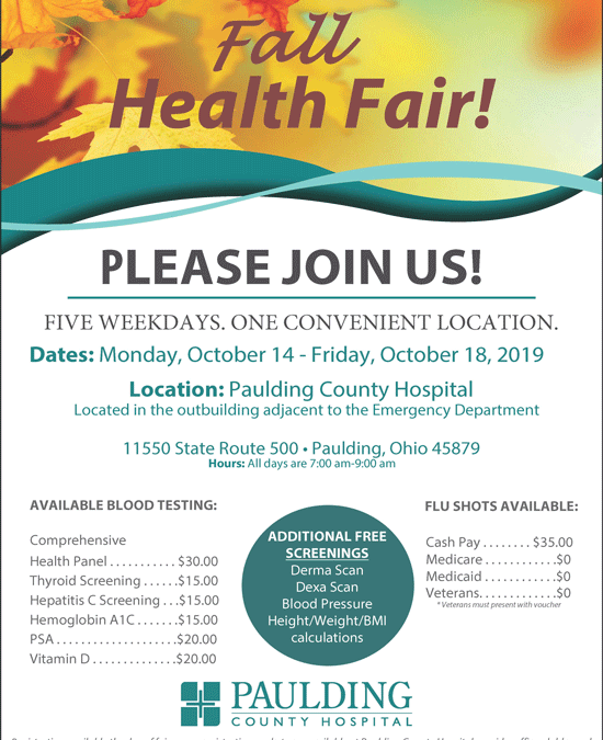 Less than one week until the Fall Health Fair!